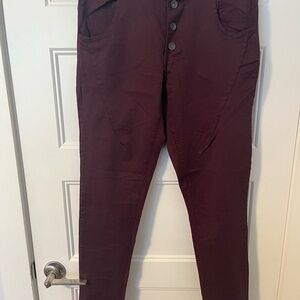 Burgundy Button-Up Pants